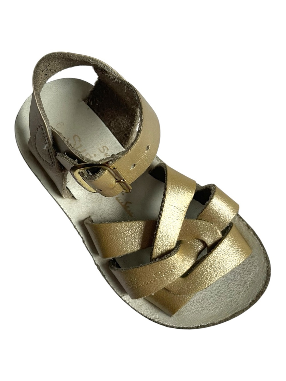 SALTWATER SUN SAN HOY Sandals Gold Metallic Swimmer Fisherman Woven Sparkle